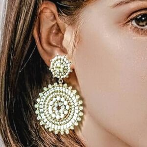 Handmade beaded very detailed bohemian dangle earrings; nwot